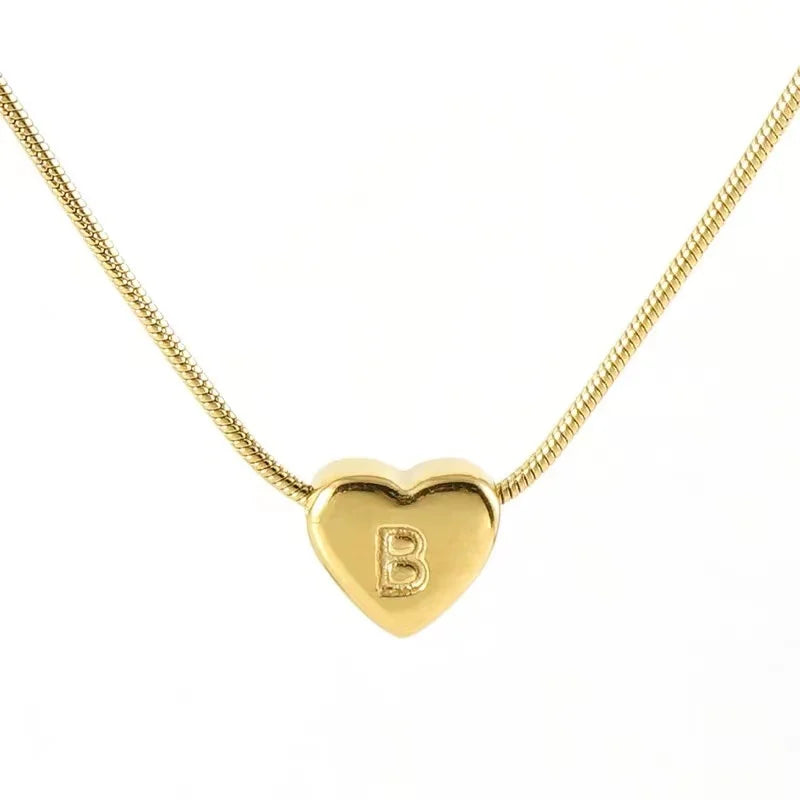 2025 Alphabet Heart Cardioidary Gold Color Stainless Steel Initial Letter Charm Pendant Necklaces New Fashion