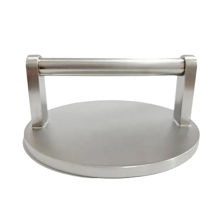 Commercial Stainless Steel Heavy-Duty 150mm Diameter Silver Pan-Sized Burger Smasher Solid Metal Handle Sheet Metal Fabrication