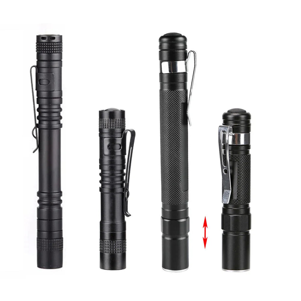 Hot Sale Mini LED Pen Lighter Torch Aluminum Pocket Emergency Zoomable Lamp with Clip Waterproof Feature
