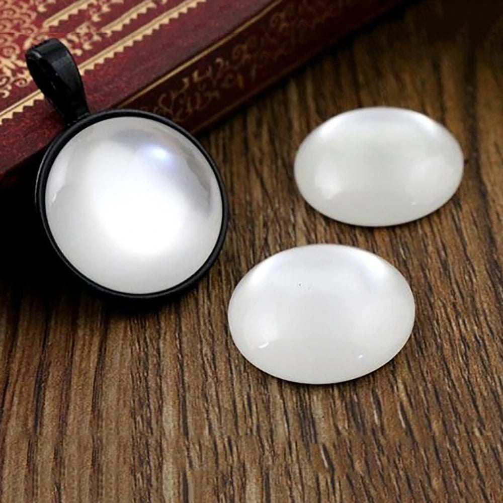 10pcs/Lot 20mm White Color Flat Back Resin Cabochons CameoFit 20mm Cameo Base