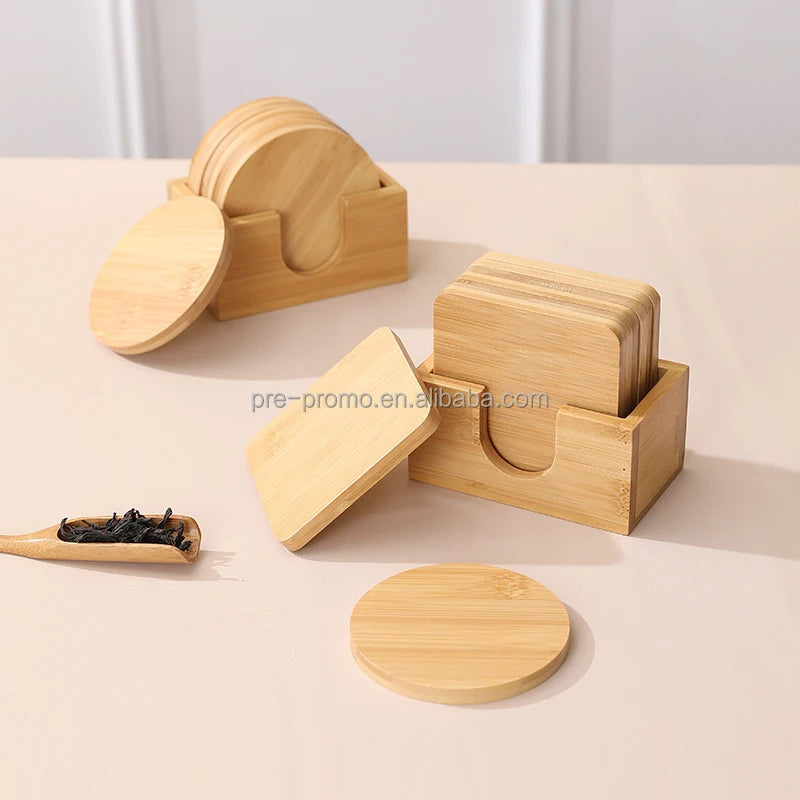 Wholesale Custom Bamboo Wood coaster Set