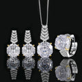 New Luxury Jewelry  Cut White Zircon Temperament Light Luxury Wedding Set Rose Shaped Jewelry
