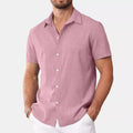 Men's New Short Sleeve Satin Cardigan Hawaiian Style Print Button Beach Shirt Breathable for Spring Season