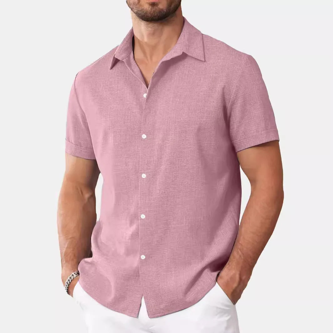 Men's New Short Sleeve Satin Cardigan Hawaiian Style Print Button Beach Shirt Breathable for Spring Season