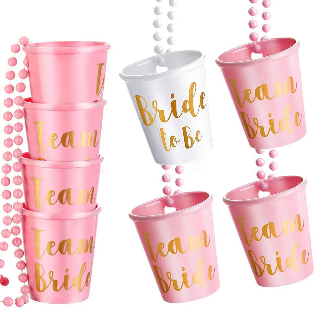 Bride-to-Be Team Bride Cup with Plastic Beads for Bridal Shower Engagement Valentine's Day Parties-Bachelorette Party Favors