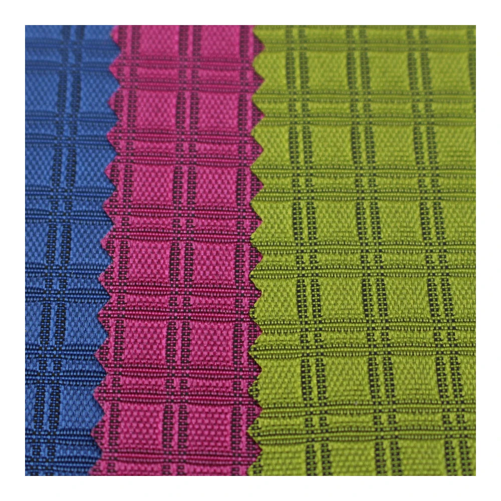 Yarn Dyed 300D Dual Line 0.7 Solid Grid Ripstop Nylon Oxford Fabric with Urethane Coated
