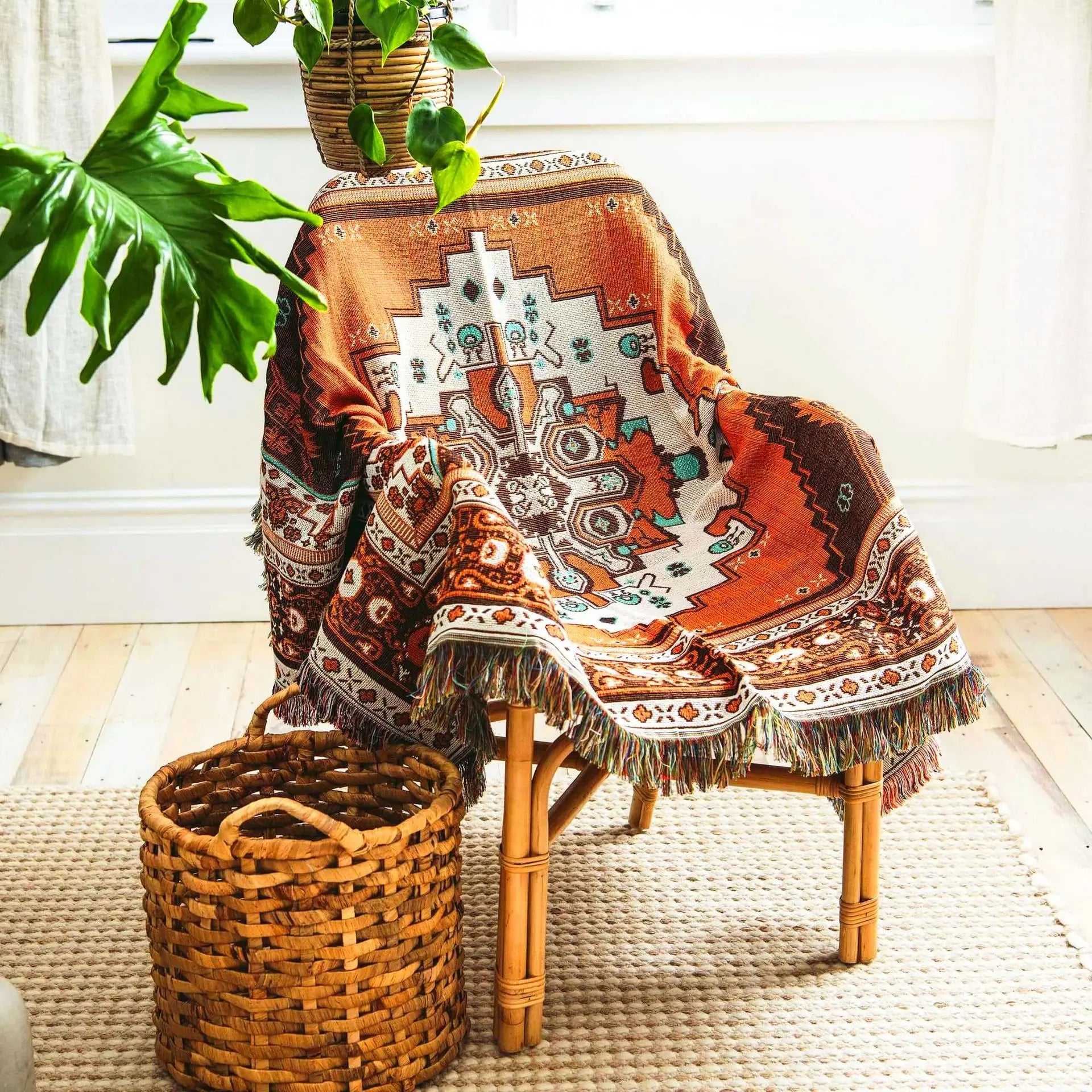 Ins New Design Custom Polyester Cotton Woven Blanket Jacquard Tapestry Picnic Blanket