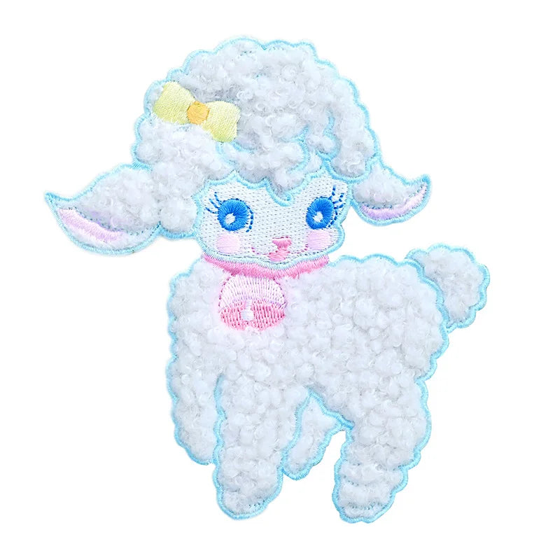 New Self Adhesive Embroidery Cute Cartoon Plush Lamp Patch for Kid's Clothes Hat Bag Decoration