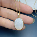 Oval Our Lady of Guadalupe Necklace for Women Religions Natural Sea Shell Holy Virgin Pendant Charms Choker Jewelry