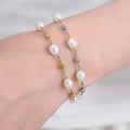 Hot Selling Fashionable Women's Simple Imitation Pearl Bracelet Waterproof 18k Gold-plated Stainless Steel Bead Bracelet Jewelry