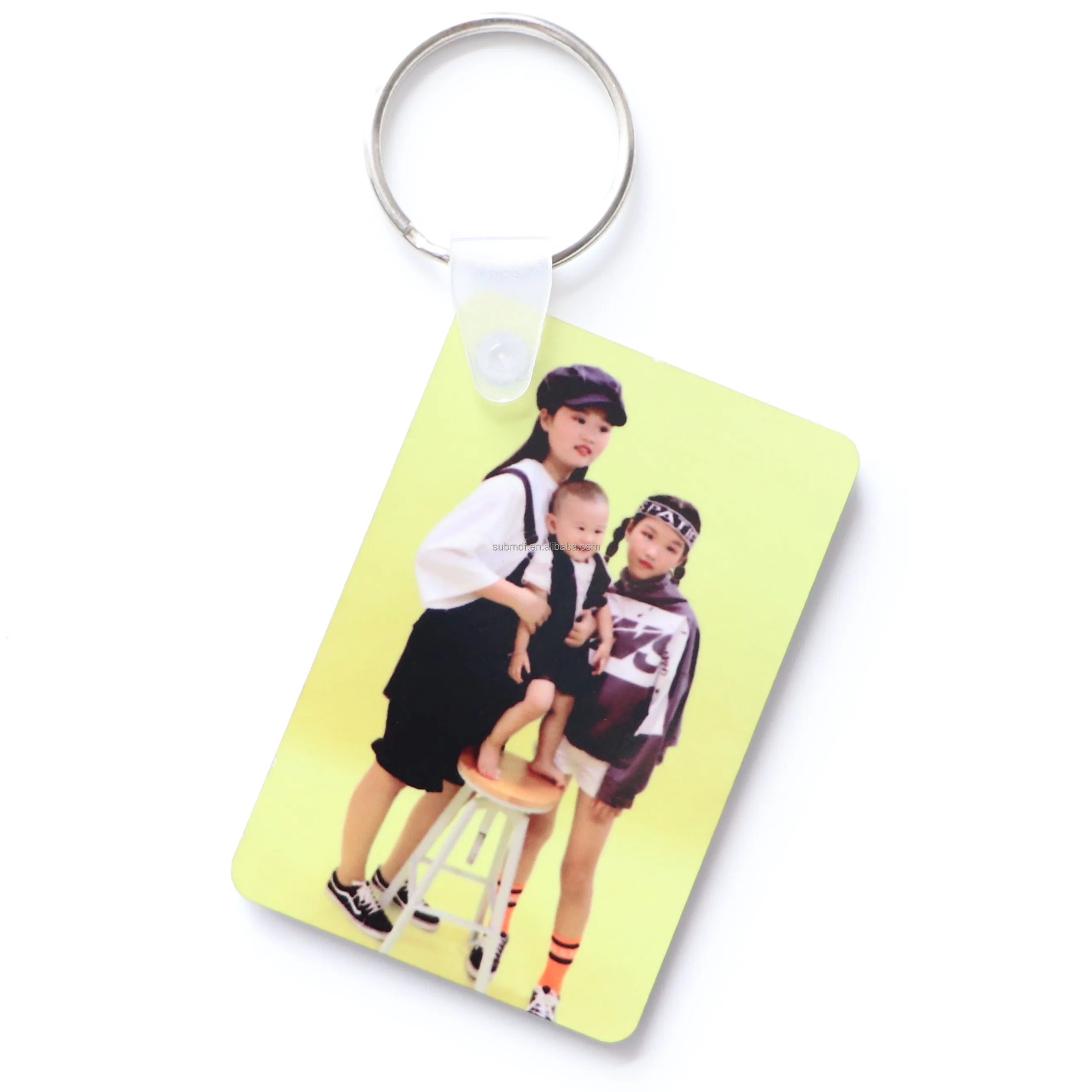 MDFSUB Double Sided Rectangle Shape Sublimation Keychain Blanks Personalized White Mdf Blank Sublimation Keychain with Keyring