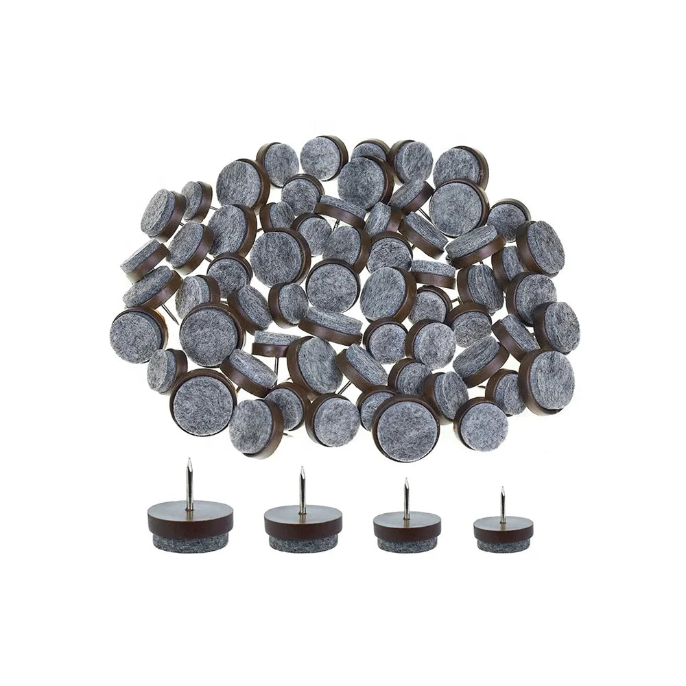 64 Pcs 4 Sizes Chair Legs Protectors Nail-on Felt Pads for Wooden Furniture Feet (20mm22mm24mm28mm)