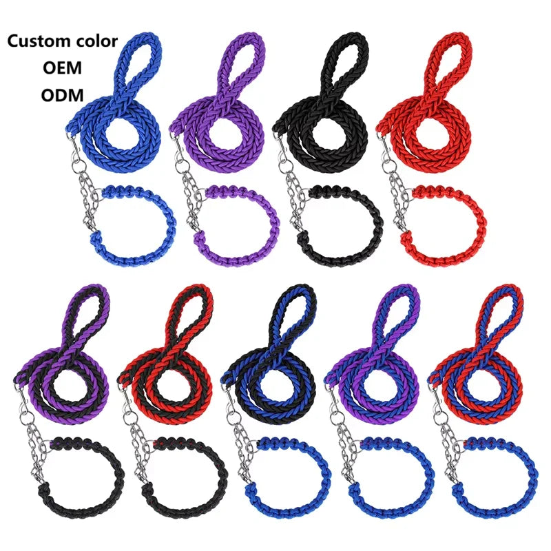 OEM and ODM Striped Dog Leash Explosion-Proof and Impact-Resistant Pull-Resistant Walking Chain