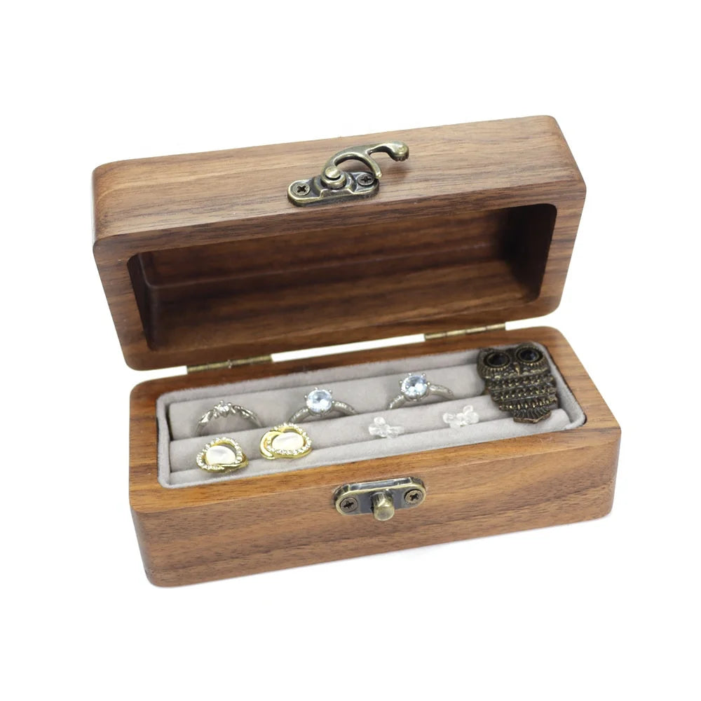 Retro Cow Nose Lock Jewelry  Storage Box Ring Holder Earrings Box