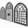 Arched French Wrought Iron Manual Entry Doors with Tempered Glass Finished Surface
