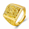 Punk Anillos Personalizados 18k Gold Plated Brass Men Square Dragon Opening Copper Ring for Men Anello Uomo