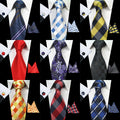 8cm Silk Necktie With Pocket Square Cufflinks Set Fashion Design Mens Business Silk Ties Neckwear Jacquard Business Tie Hanky