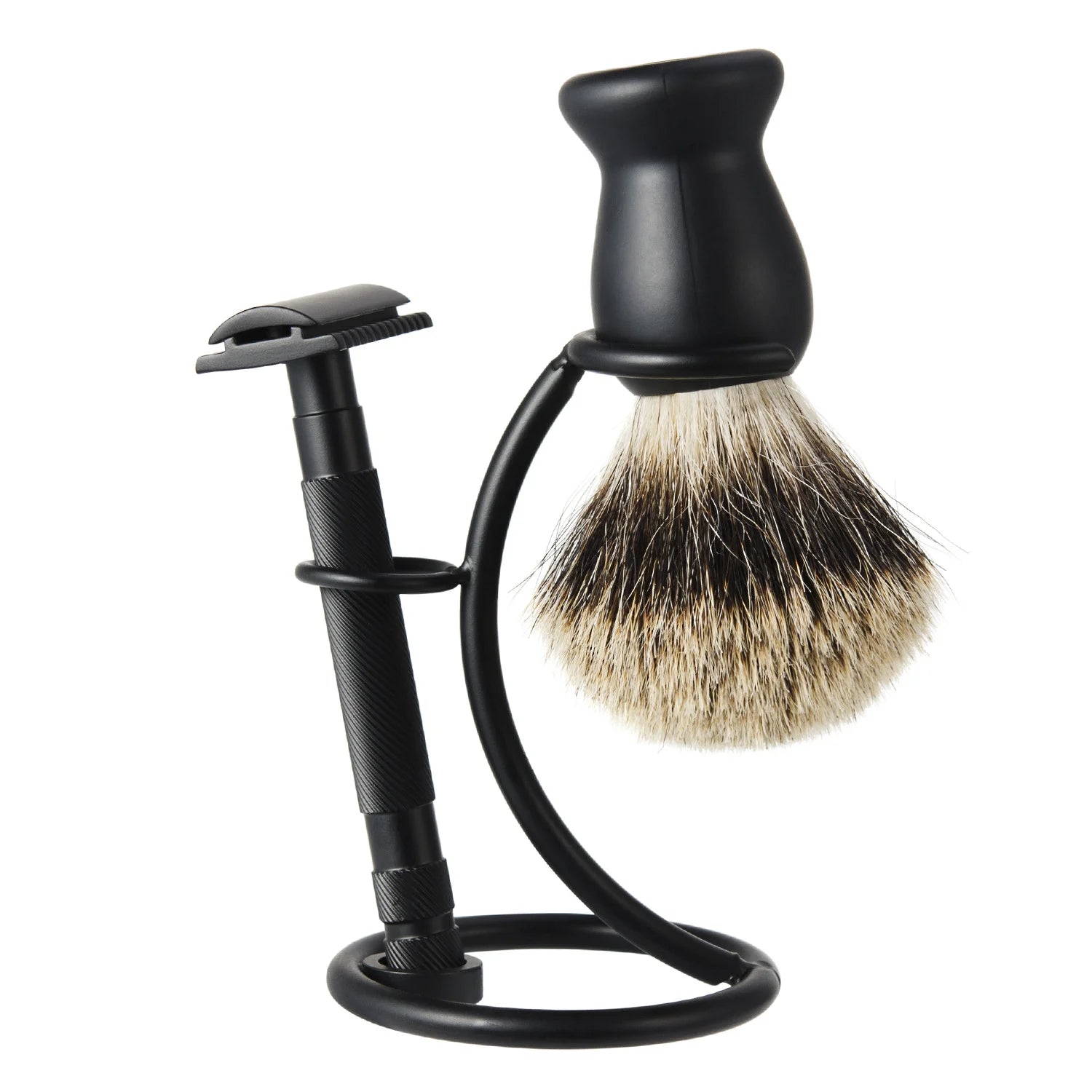 JDK Factory Custom Logo Metal Shaving Brush and Razor Stand Shaving Razor Holder Black