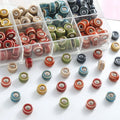 Simple 10mm Colorful Ceramic Clay Beaded Handmade Hollow Flat Round Loose Beads Charm for DIY Jewelry Making Accessories