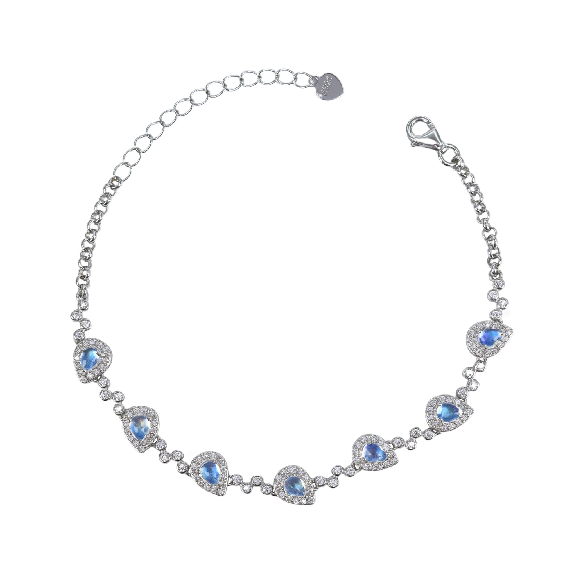 Charming 925 Silver Jewelry Bracelet Rhodium Plated Natural Moonstone for Women's Gifts or Parties