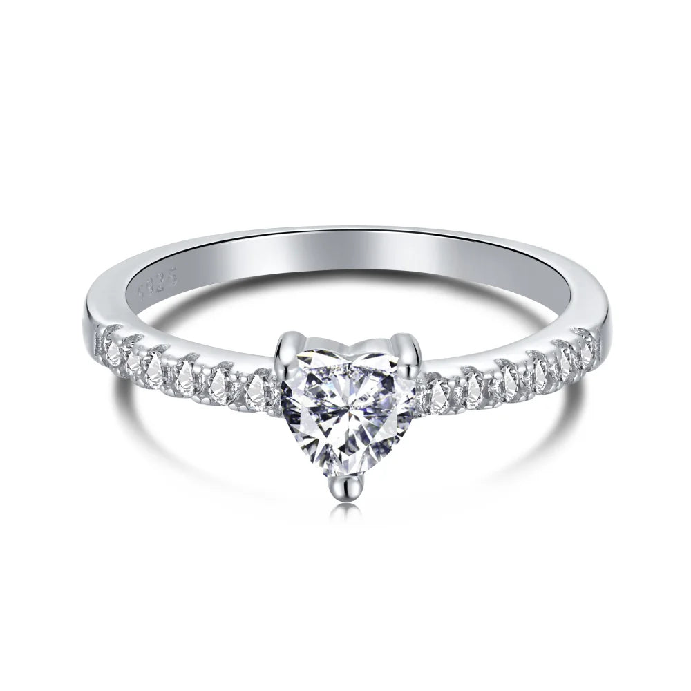 Dylam in Stock Fast Shipping Simplicity Minimalist 5A Level CZ Stone Wedding Rings Heart Love 925 Silver Sterling Rings Jewelry