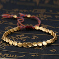 Adjustable Rope Chain Bracelets Handmade Tibetan Gold Braided HandmadeTibetan Copper Bead Brace for Women Jewelry Gift Men