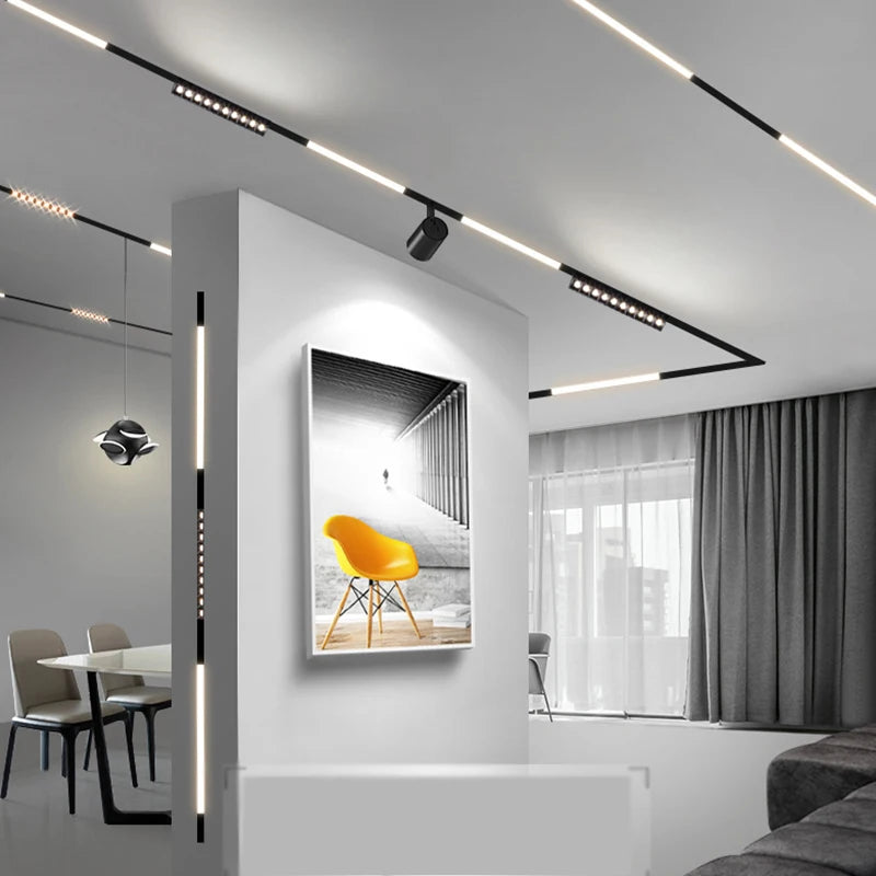 Modern Magnetic Track Light LED Lighting System for Indoor Home & Office Decoration Aluminum Alloy Construction Focus Lighting