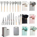 Wooden Handle Non-Stick 19PCS Kitchenware With Storage Bucket Silicone Kitchenware Cooking Utensils Set