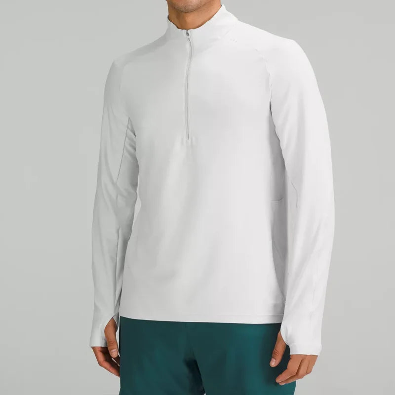 Anti-UV Reflective Men Zipper Long Sleeve Jacket Golf Polo Shirt Breathable Tennis Mens 1/4 Zip Pullover Tops