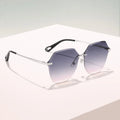 Women's Luxury Gradient UV400 Anti-UV Sunglasses Advanced Frameless Edge with Unisex Silver Metal PC Frame
