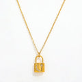 Joolim Jewelry 18K Gold Plated Waterproof Moon Star Zirconia Padlock Pendant Necklace Stainless Steel Jewelry Wholesale