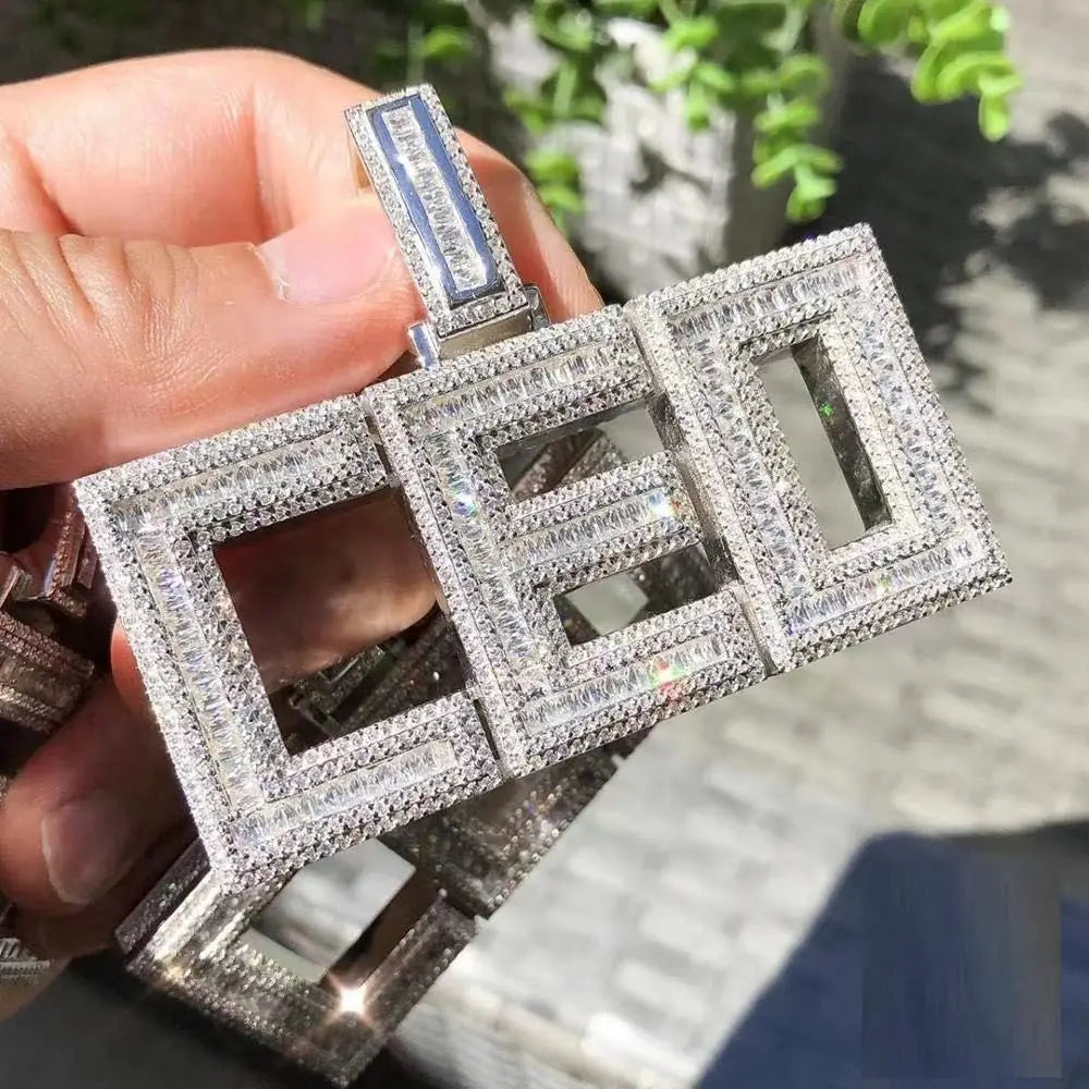 Personalized Iced Name Plate Pendant Bling Customized Letter Name Necklace for Women Men Jewelry