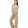 Autumn Soft Bottom Knit Pullover and Pants Set Casual Solid Colour Cashmere Knitted Sweater Set Knitted Two-pieces Set for Women