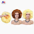 New Design Furry Custom logo Bonnets With Elastic Band Warm Fashion Satin Lined Hair Bonnets for Women