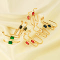 Ins Korean Fashion Ladies Dainty Geometric Huggie Long C Chape Cubic Zircon Inay Stud Stainless Earrings  for Women