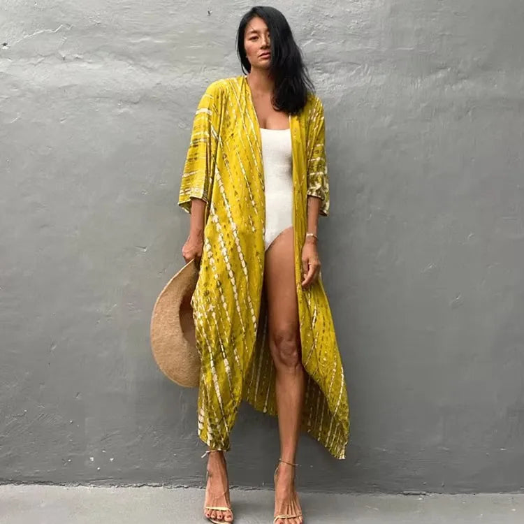 Beach Blouse Tie Dye Rayon Kimono Bikini Cover up Wholesale