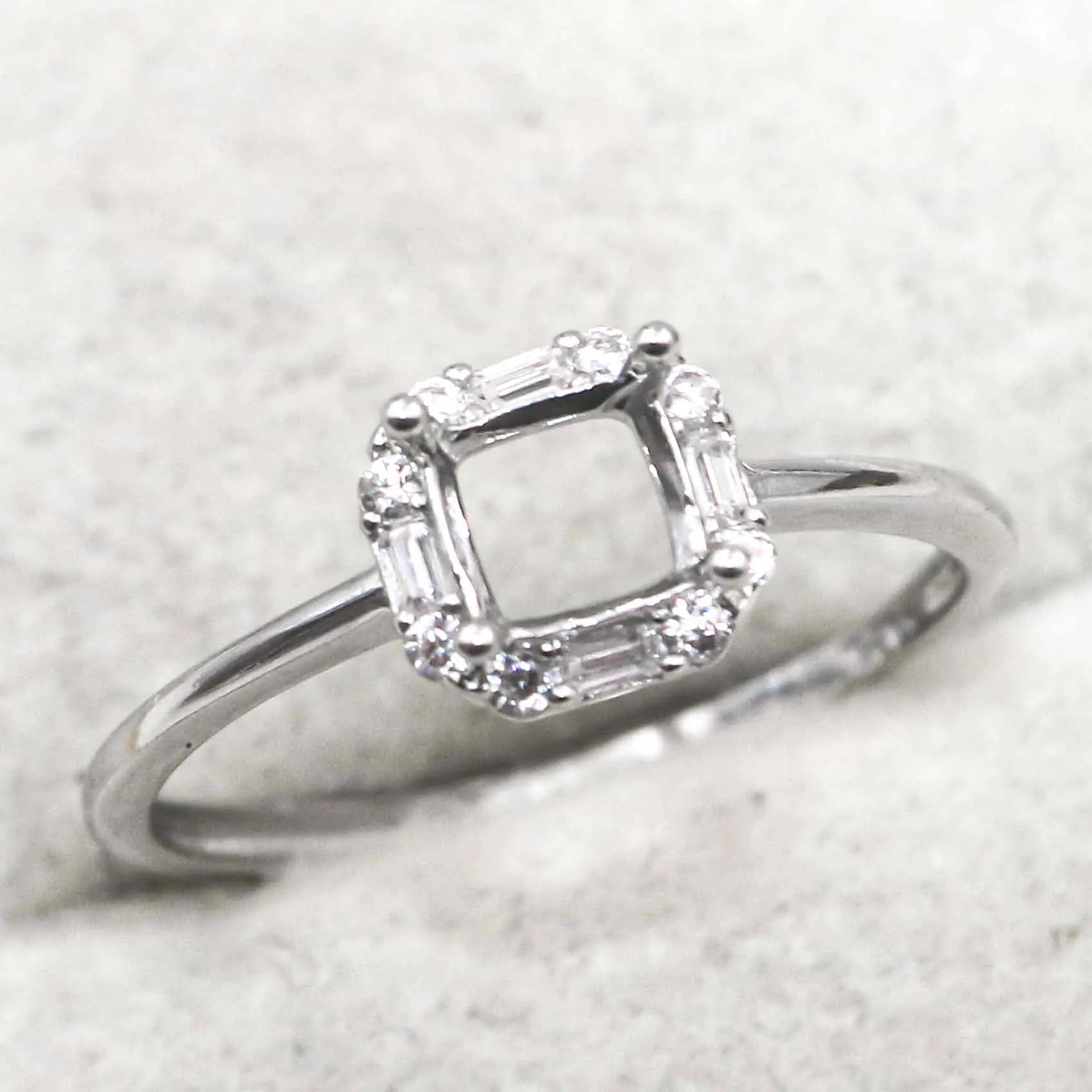 Sterling Silver 5*5mm Semi Mount Ring Square Shape Empty Frame Blank Claws Setting S925 Base Without Center Stone for Inlay DIY