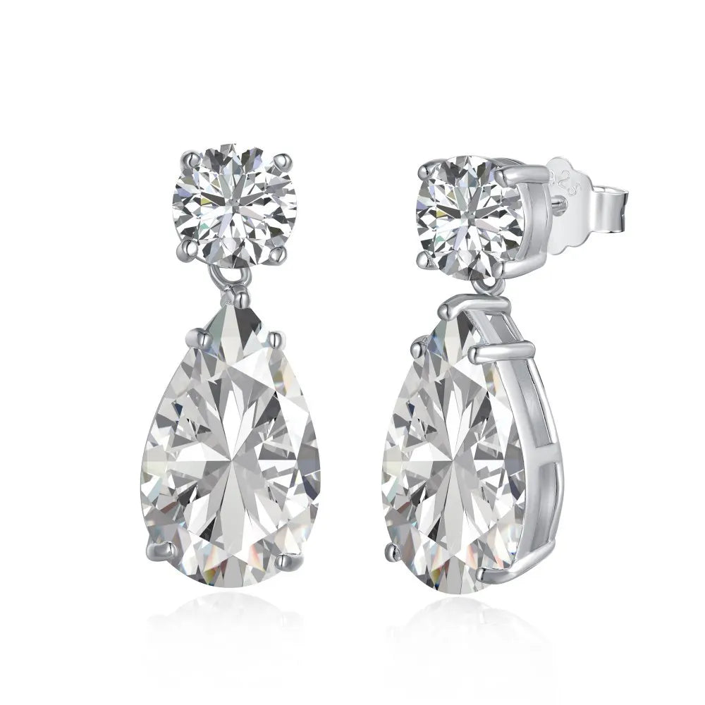 Fashion 5a Cubic Zirconia Water Drop Shaped Drop Stud Earrings Silver Jewelry Women Emerald Green Long Wedding Anniversary Gift