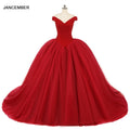 Elegant Red Simple Off Shoulder Quinceanera Dresses for Women Jancember RL265