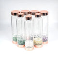 Natural Colored Stone Glass Carafe Custom logo Crystal Energy Stone Crushed Stone Beverage Bottle