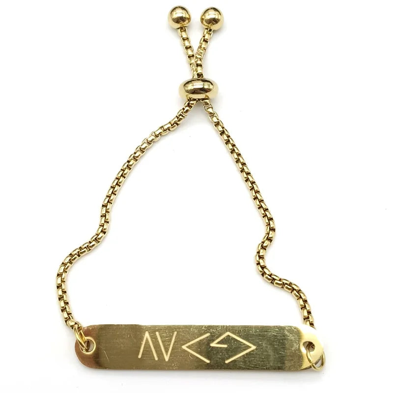 Stainless Steel Arabic Islam Engraved Bracelet Adjustable Gold Plated Fashion Jewelry BraceletFor Adult Children