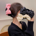 Temperament Big Bowknot Hair Grip Candy Color Double-sided Stain Ribbon Bow Shark Clips Women Elegant Hair Catch
