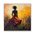Wholesale Modern Oil Paintings African Woman Beautiful Backside Hand-painted Brush Flowers Canvas Art Prints for Hotel Projects