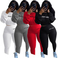 Solid Casual Sportswear 2 Piece Set Letter Embroidery Sports and Leisure Set Ribbed Pit Stripe New Women's Autumn for Women