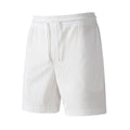 Summer New 3D Solid Color Corduroy Drawstring Loose Sports Shorts for Men European American 100% Cotton Elastic Waist