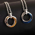 DAIHE Stainless Steel Circle Pendant Necklace Jewelry Accessories Silver Black Triple Interlocking Rings Necklaces for Men Women