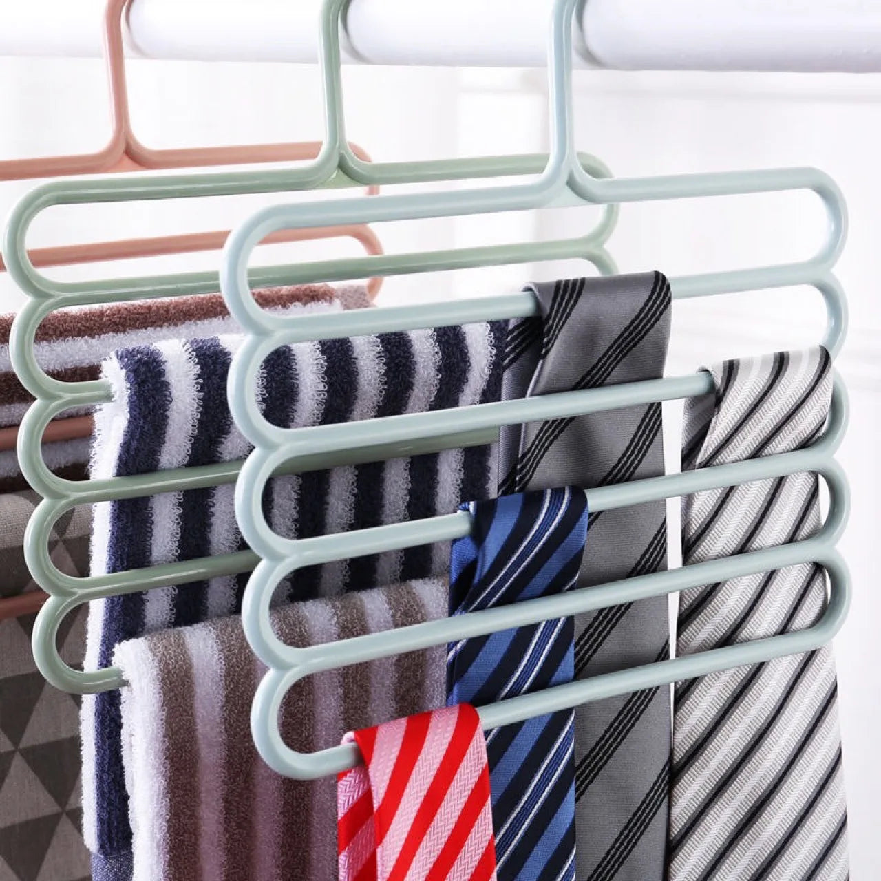 Multi-function Magic Plastic Eco-Friendly PP Material 5-Layer S-Type Pants Rack Clothing Storage Hanging Shelf
