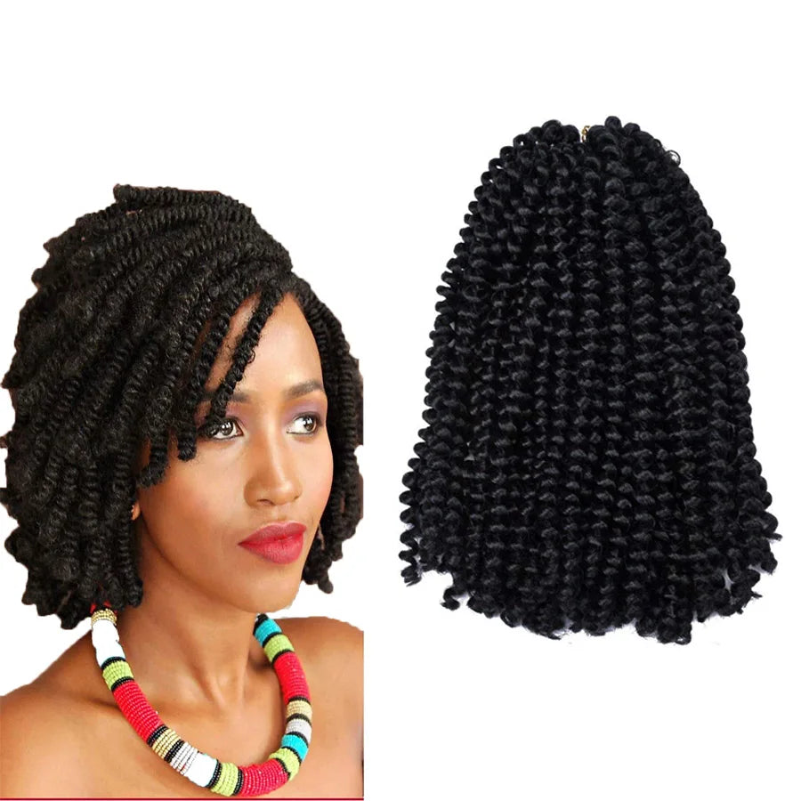 Wholesale Synthetic Spring Twist Hair 8 Inch Crochet Braid Hair Extension Ombre Crochet Curly Braids Hair Spring Twist