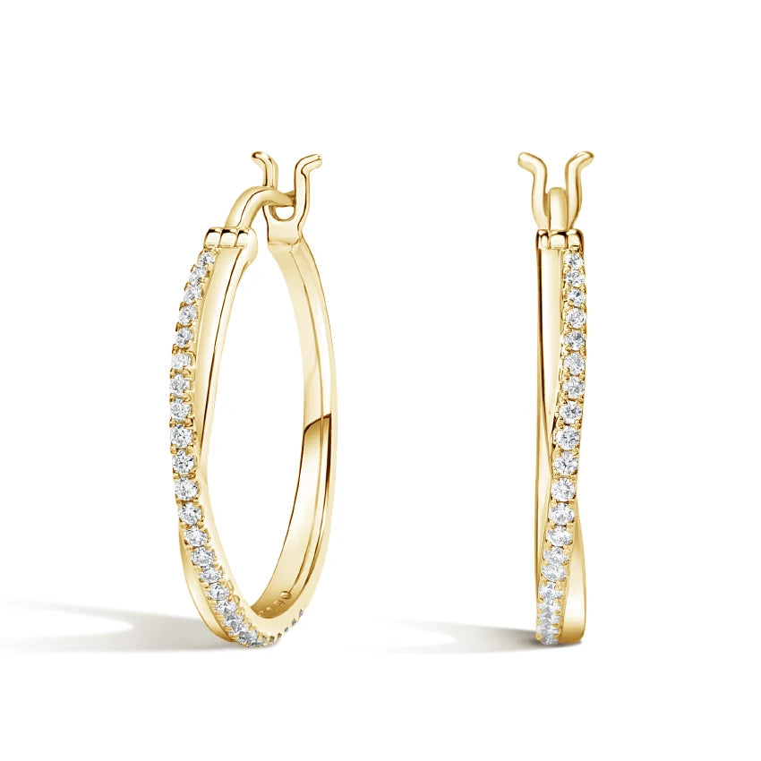 Laodun INS Style Fashion Jewelry S925 Earrings Minimalist Geometric Zircon Sterling Silver Huggie Hoop Earrings Vermeil