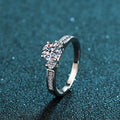 Silver 925 Original Diamond Test Past 0.8 Carat Brilliant Cut Sparkling Moissanite Engagement Ring Gemstone Party Jewelry Gift
